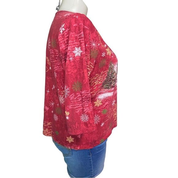 Holiday Essentials Red Christmas Shirt Plus Size 1X - Picture 3 of 12